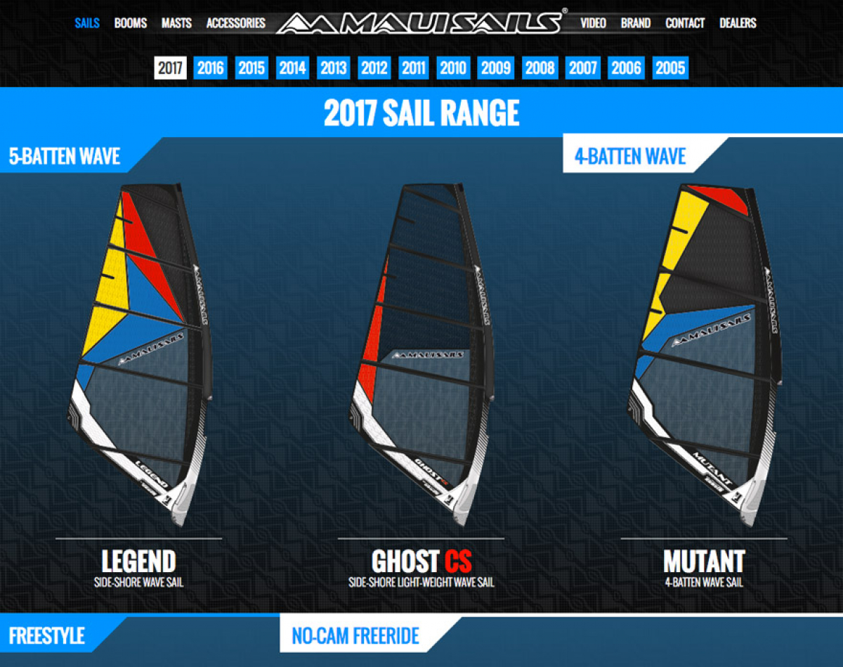 Maui Sails 2017 - Website & Sail Range