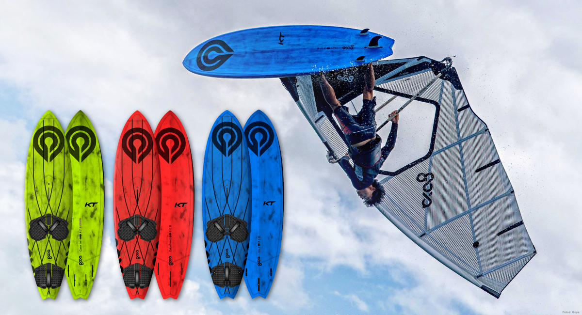 Goya Windsurfing 2026: Hier sind die Pro-Carbon-Versionen abgebildet. Die noch leichtere Haiku Package kommt ohne den großen Logo-Print.