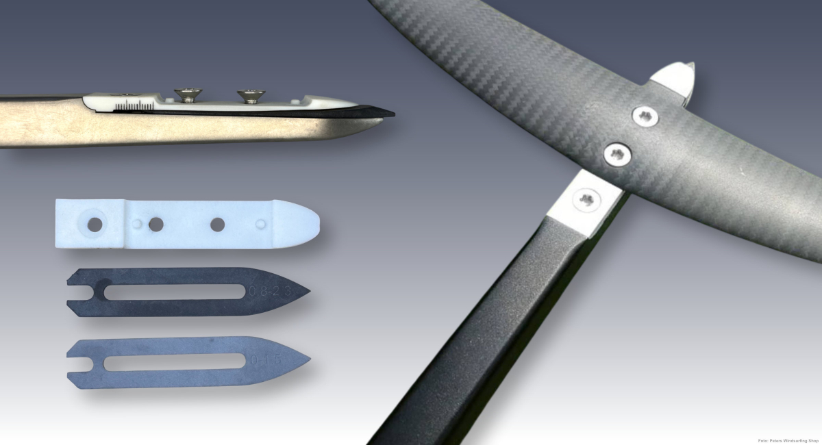 Mit dem Magic Wedge Shim lassen sich die Back Wings von Patrik AEON Foils stufenlos verstellen.