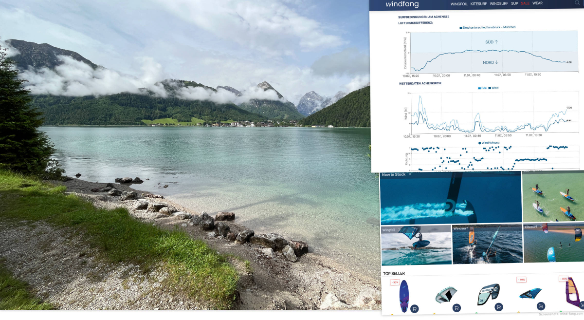 Windfang Surfshop mit Achensee-Wetterstation